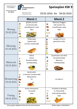 Speiseplan KW 9