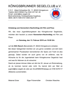 Jugendtreff - K&ouml;nigsbrunner Segelclub e.V.