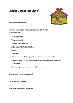 „Nicht vergessen ergessen Liste“