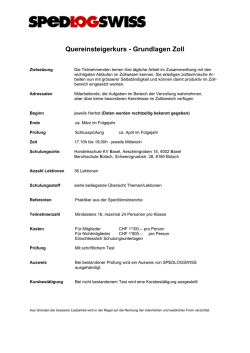 Quereinsteigerkurs - Grundlagen Zoll