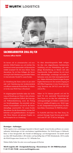 SACHBEARBEITER ZOLL EU/CH