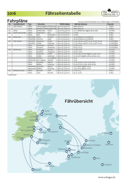 2016 Fährzeitentabelle Fährübersicht Fahrpläne