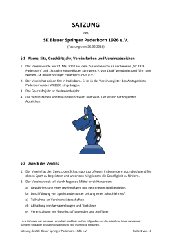 satzung - SK Blauer Springer Paderborn 1926 eV