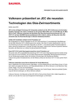 Volkmann präsentiert an JEC die neuesten Technologien des Glas