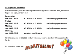 Donnerstag, den 04.02.2016 07.30 Uhr &ndash; 10.30 Uhr nachmittags