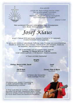 Josef Klaus, Lilienfeld/Spratzern, 03.02.2016