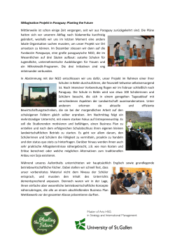 SIMagination Projekt in Paraguay: Planting the Future Mittlerweile ist