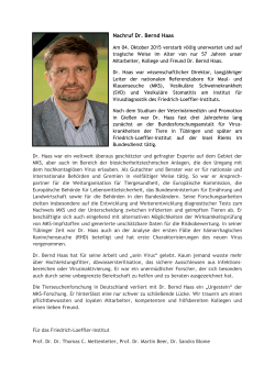 Nachruf Dr. Bernd Haas