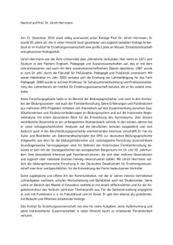 Nachruf auf Prof. Dr. Ulrich Herrmann