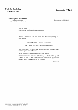 Deutscher Bundestag 5. Wahlperiode Drucksache V/4219 Entwurf