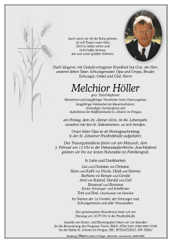 Melchior Höller - Bestattung Sterzl