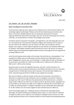 152. Auktion – 02.- 04. Juli 2015 - Philatelie
