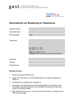 Informationen zur Bezahlung im Testzentrum