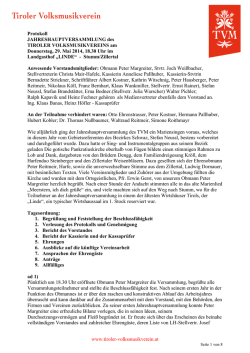 Protokoll Jahreshauptversammlung 2014