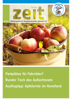 Mitgliederzeitung, Herbst 2015 - Baugenossenschaft Vaterland eG