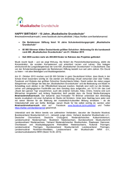 HAPPY BIRTHDAY - 10 Jahre &bdquo;Musikalische Grundschule&ldquo;