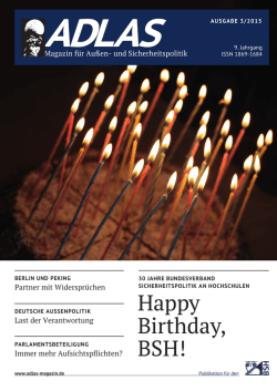 Happy Birthday, BSH! - Adlas - Magazin f&uuml;r Sicherheitspolitik