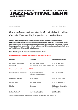 Grammy Award Winners am Jazzfestival Bern 2016