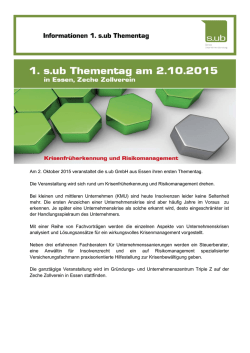 Informationen 1. s.ub Thementag