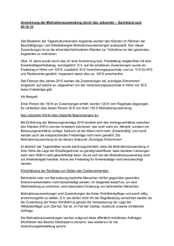 Anrechnung der Motivationszuwendung durch das Jobcenter