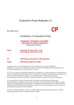 Einladung zur Fortbildung Cooperative Praxis 4