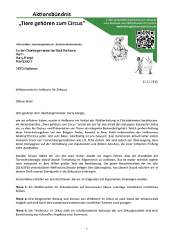 Wildtierverbot in Heilbronn für Zirkusse Offener Brief Sehr geehrter
