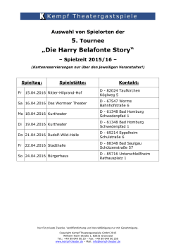 „Die Harry Belafonte Story“ – Spielzeit 2015/16