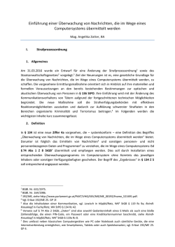 Einf&uuml;hrung einer &Uuml;berwachung von Nachrichten, die im Wege eines