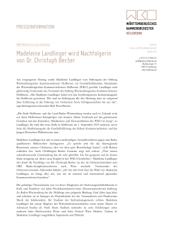 Madeleine Landlinger wird Nachfolgerin von Dr. Christoph Becher