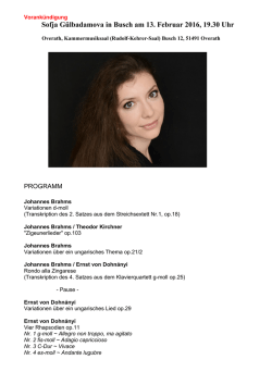 Sofja Gülbadamova in Busch am 13. Februar 2016, 19.30 Uhr
