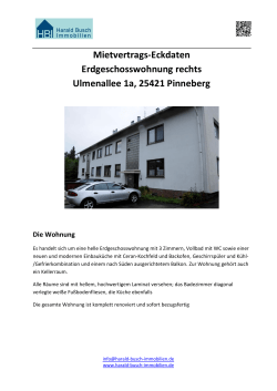 Mietvertrags-Eckdaten Erdgeschosswohnung rechts Ulmenallee 1a