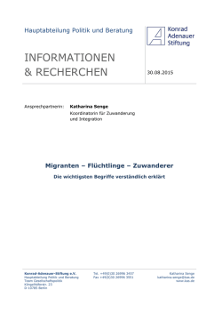 Glossar "Migranten - Fl&uuml;chtlinge - Zuwanderer