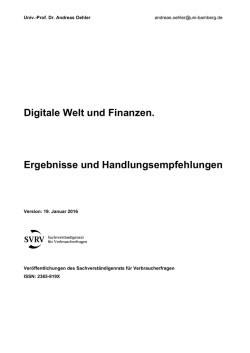 Digitale Welt und Finanzen. Ergebnisse und Handlungsempfehlungen