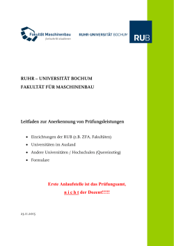 Anerkennung - Fakultät für Maschinenbau - Ruhr