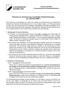 Hinweise zur Anerkennung ausw&auml;rtiger Studienleistungen
