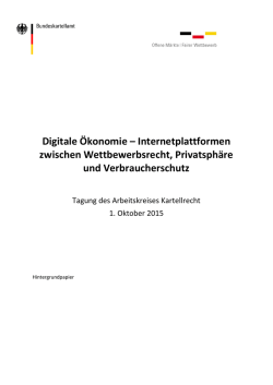 Digitale &Ouml;konomie &ndash; Internetplattformen
