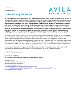 Pressemitteilung - Umbenennung Avila Hotel