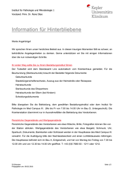 Informationsblatt f&uuml;r Hinterbliebene im Trauerfall