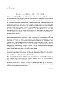 In Memoriam Benedetto Conti (29. Sept. 1954 &ndash; 7. M&auml;rz 2016)