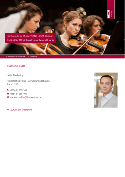 Carsten Haft - Hochschule für Musik FRANZ LISZT Weimar
