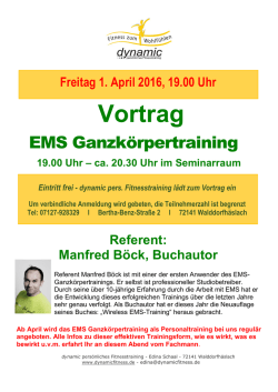 2016 Vortrag EMS - dynamic persönliches Fitnesstraining