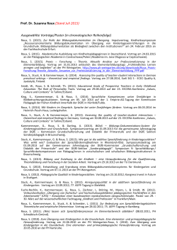 Liste ausgewählter Vorträge und Poster Roux