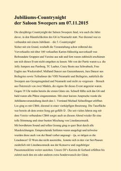 Jubil&auml;ums-Countrynight der Saloon Sweepers am 07.11.2015