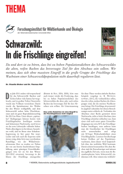 In die Frischlinge eingreifen! - Veterin&auml;rmedizinische Universit&auml;t Wien