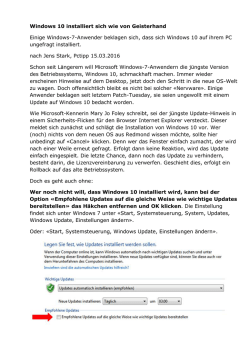 Windows 10 installiert sich wie von Geisterhand Einige Windows