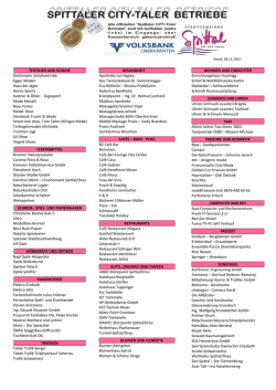 Liste der Citytaler-Betriebe - Stadtgemeinde Spittal an der Drau