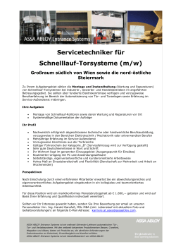 Servicetechniker für Schnelllauf-Torsysteme (m/w)