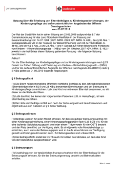 Satzung &uuml;ber die Erhebung von Elternbeitr&auml;gen zu