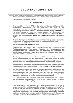 umlagenordnung 2016 - bei der Rechtsanwaltskammer Wien