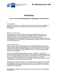 IHK-Beitrag Ein Merkblatt Ihrer IHK